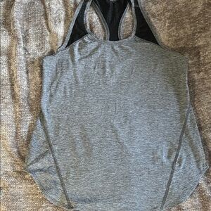 Reebok Gray Black Racerback Mesh Detail Tank Top M